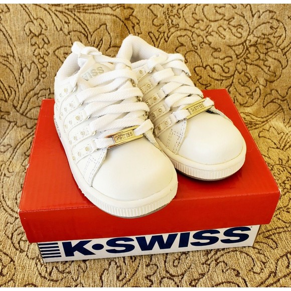 NIB K-Swiss Infant Baby Lozan SPS Jewel Accents White Shoes Size 4 - Picture 3 of 11